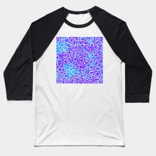 Blue and Purple Watercolor wild cat pattern Baseball T-Shirt